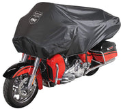 Nelson-Rigg front view on motorcycle showing full half-cover protection