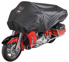 Nelson-Rigg front view on motorcycle showing full half-cover protection