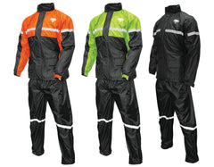 Nelson-Rigg front view showing full waterproof coverage and bright orange visibility