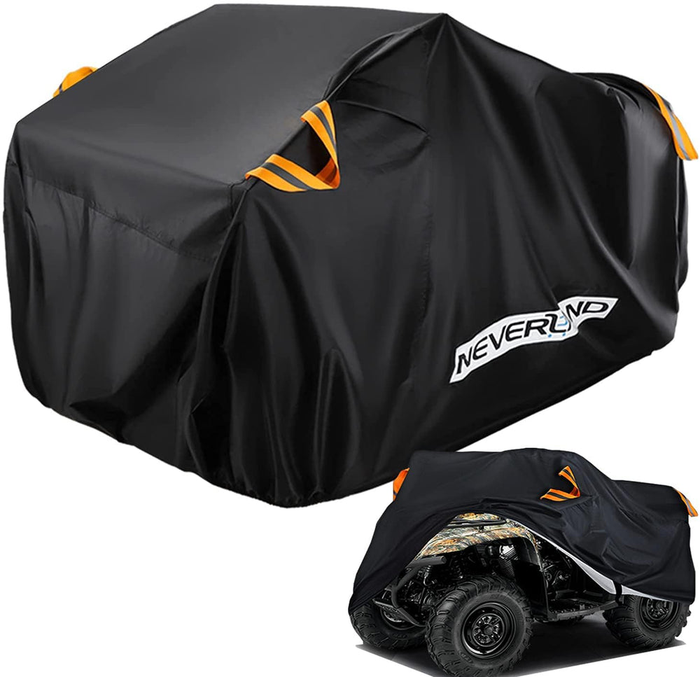 NEVERLAND front-view cover fitted on ATV showing full protection