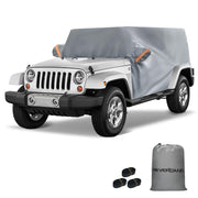 NEVERLAND front view on Jeep Wrangler showing snug fit and protection