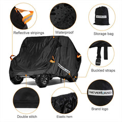 NEVERLAND cover side profile fitting over a 4-door UTV for full coverage