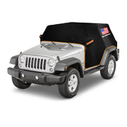 NEVERLAND front view on Jeep Wrangler showing protective coverage and style