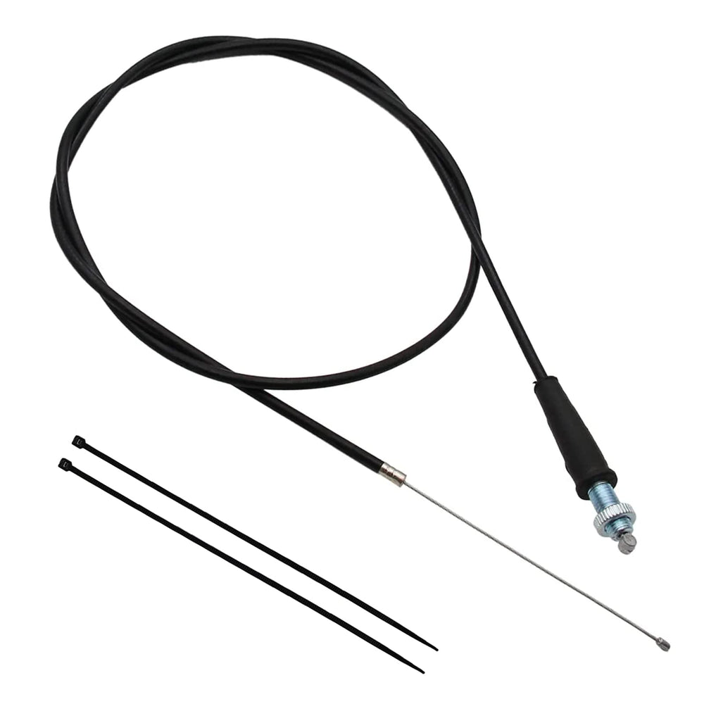 New Olym throttle cable front view showing full 60-inch length and quality finish for reliable control