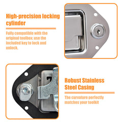 Newace close-up of stainless steel latch highlighting durable rust-resistant surface