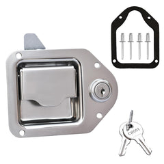 Newace paddle latch front plate showing corrosion-resistant finish and secure closure