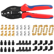 Newdeli front view of crimper and terminals showing organized kit and convenience