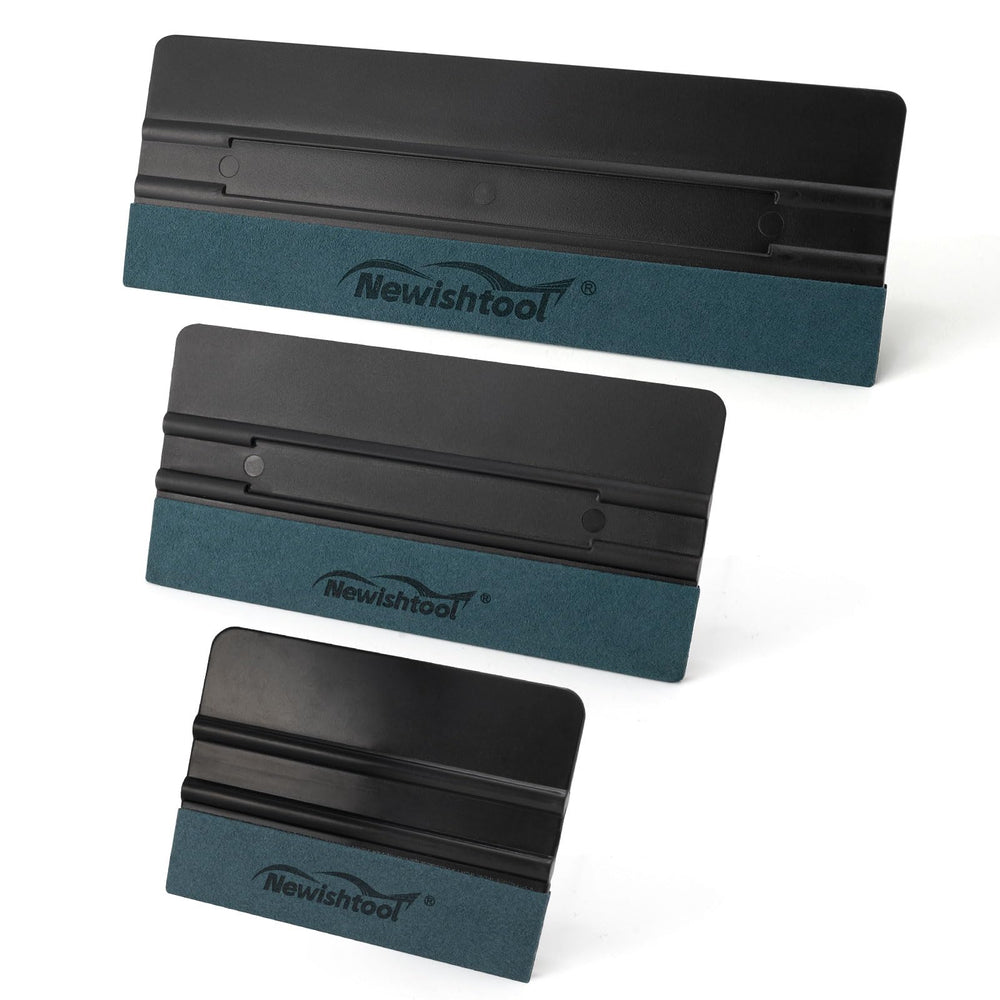 NEWISHTOOL front view of three squeegees showing sizes and benefits