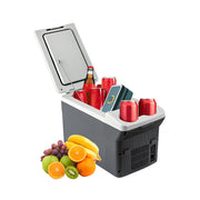 Newmkr front view compact car fridge showcasing slim profile and portability benefit