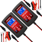 NEXPEAK front view of dual-pack chargers showing compact design and ports for easy storage