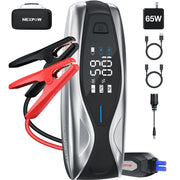 NEXPOW X7 front packaging showing compact jump starter and kit benefits