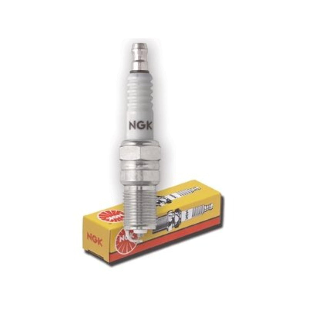 NGK spark plug front view showing part number and reliable fitment benefit
