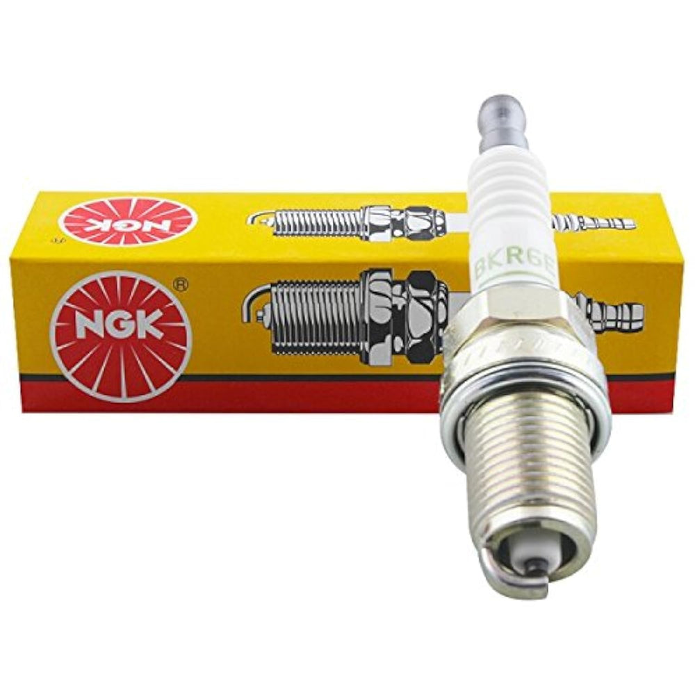 NGK BKR6E pack front view showing box and eight spark plugs for quick replacement