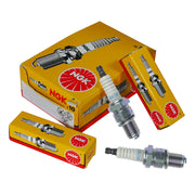 NGK BR7ES front packaging showing four spark plugs and model label, durable quality benefit