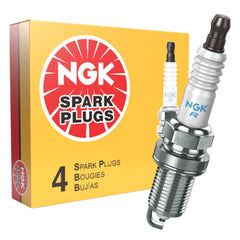 NGK front packaging showing four plugs and clear product labeling for reliable replacement
