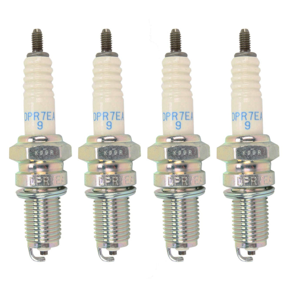 NGK DPR7EA-9 front packaging showing set of four plugs and label for reliable replacement