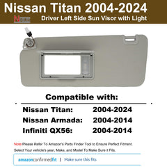 NHILES sun visor illuminated mirror closeup with light for easier visibility