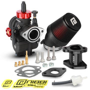 nibbi carburetor front view showing PE22FL throttle for improved throttle response