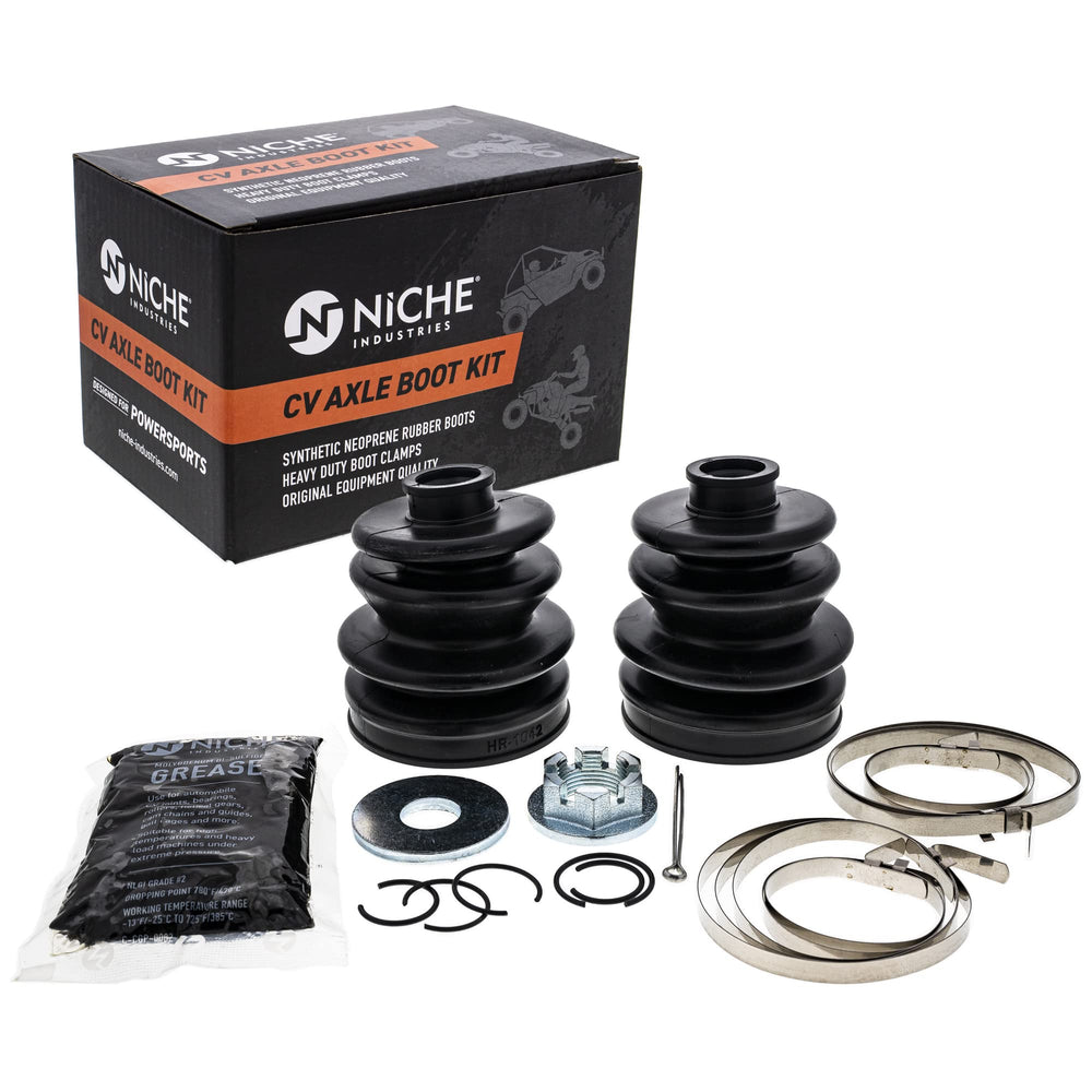 NICHE kit box and contents showing boots and clamps for easy repair