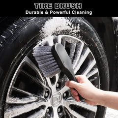 NIKCOSMK dual tire brushes side-by-side for light and heavy grime removal