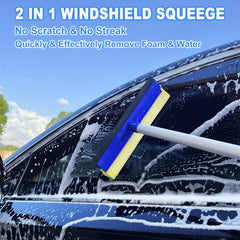 NIKCOSMK squeegee on pole clearing windshield for streak-free glass