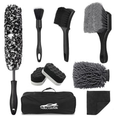 NIKCOSMK wheel brush front view showing safe metal-free design and gentle cleaning