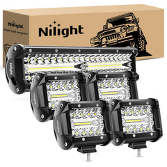 Nilight 12-inch bar front view showing bright output and durable housing