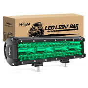 Nilight 12-inch light bar front view showing bright green beam benefit