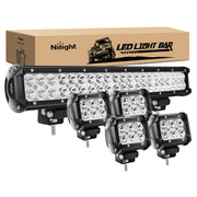 Nilight 20-inch combo bar front view showing bright beam for off-road visibility