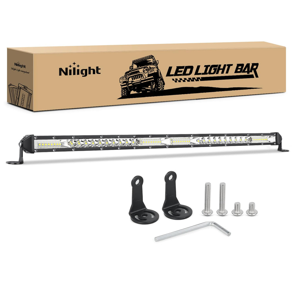 Nilight 21inch slim LED light bar front view showing slim profile and wide beam
