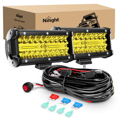 Nilight front view amber light bar showing compact housing and bright benefit