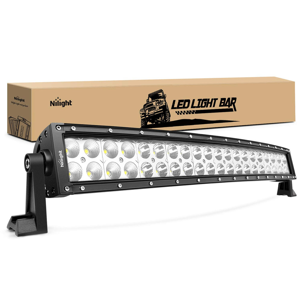 Nilight curved 22-inch light bar front view showing bright combo beam benefit