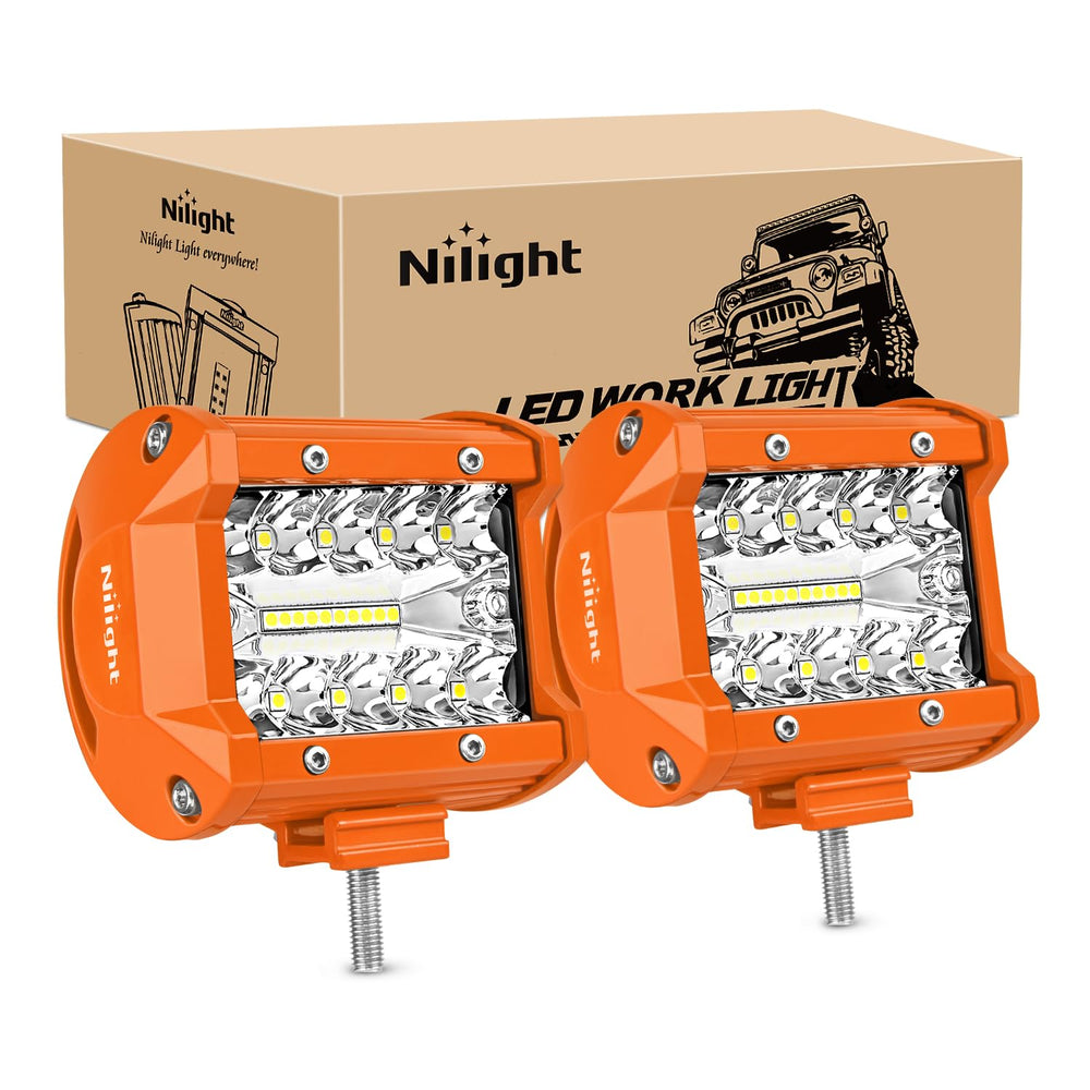 Nilight front-facing 4-inch LED light bar showing bright output for safer night driving