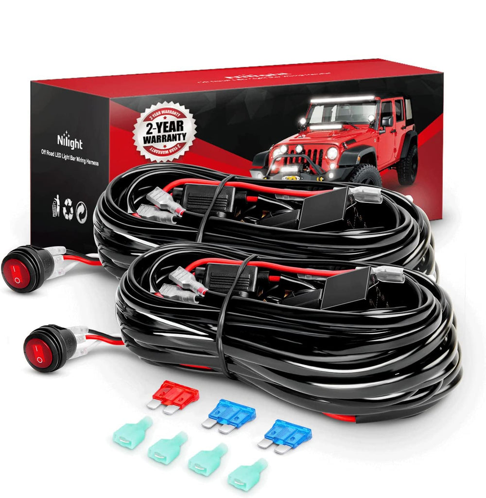 Nilight wiring harness front view showing compact assembly and quick install benefit