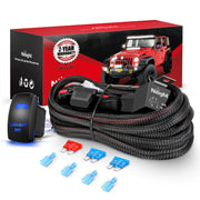 Nilight front view of harness kit showing full contents and quick installation benefit