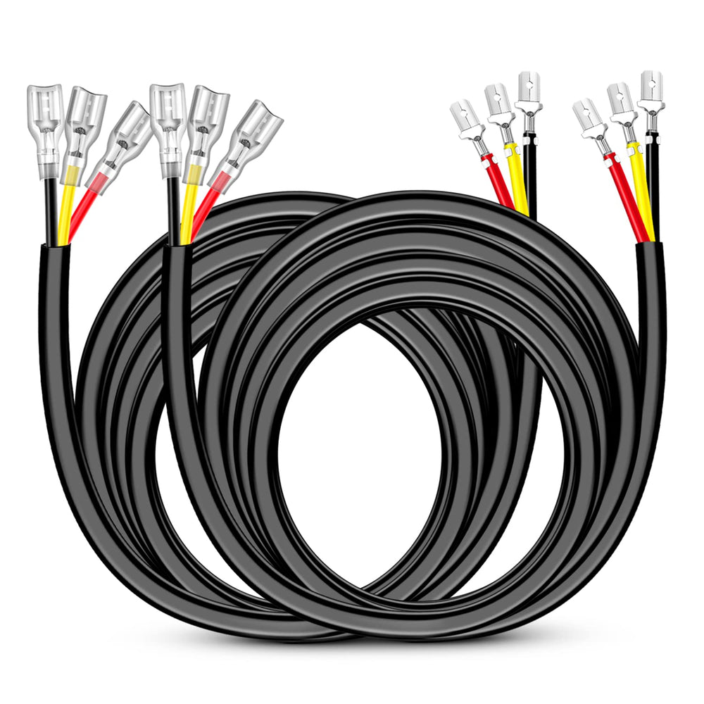 Nilight front view of two 10ft harnesses showing plug ends and benefits of easy installation