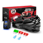 Nilight front packaging showing complete wiring harness kit and components for quick install