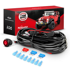 Nilight front packaging showing harness kit and components for easy installation