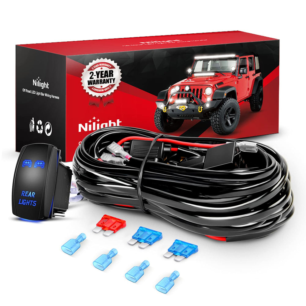 Nilight front packaging showing harness kit and benefits