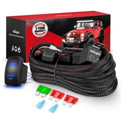 Nilight front packaging showing harness kit and labeled contents, ensures quick identification