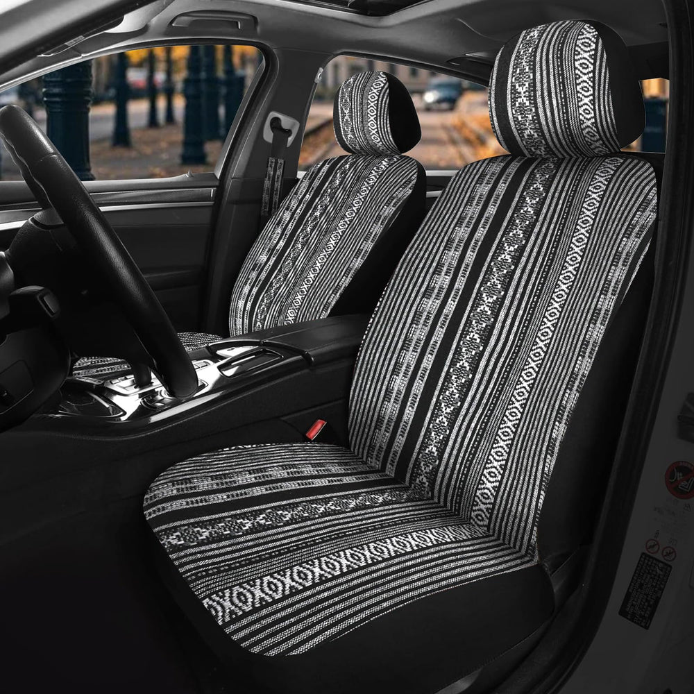 Nilight front seat covers packaging showing included 2PCS and instructions benefit easy setup