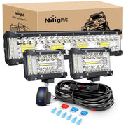 Nilight front view of 12-inch bar and pods showing wide coverage benefit