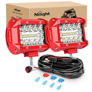 Nilight front view of 4-inch LED light bars showing compact flood and spot benefits