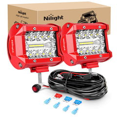Nilight front view of 4-inch LED light bars showing compact flood and spot benefits