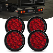 Nilight front view of 4-inch round tail light showing bright red lens benefit improved signaling