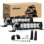 Nilight front view of two 7 inch pods showing bright focused beam benefit