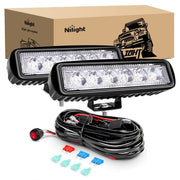 Nilight front view of two 18W spot pods showing focused beam benefit