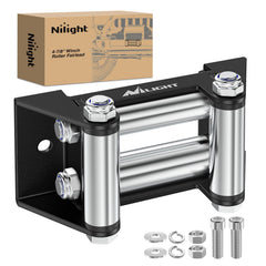 Nilight front view of fairlead showing sturdy bracket and cable protection benefit