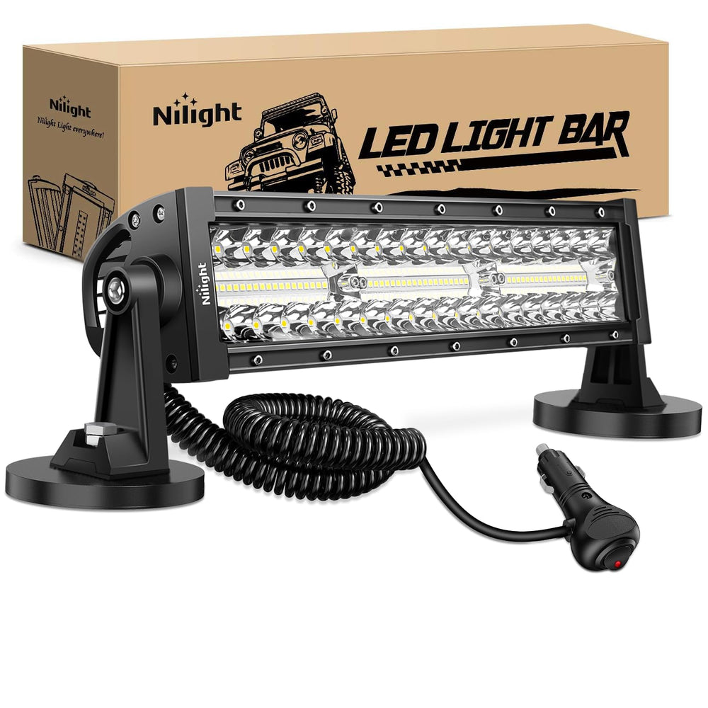 Nilight front view of 13.5-inch LED light bar showing LEDs and mounting