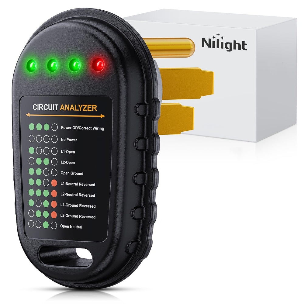 Nilight front view NEMA 14-50P plug showing rugged shell and easy insertion benefit